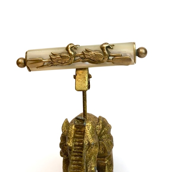 Vintage Duck Brooch Mother of Pearl Brass Rowing Ducks Whimsy Art Deco - Picture 14 of 15